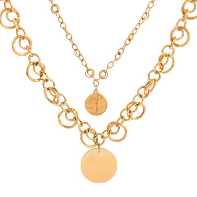 China CLASSIC Size Quality Stainless Steel Fashion Gold Plated Layering Necklaces With Pendant For Lady Jewelry for sale