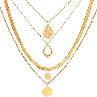 China CLASSIC Fashion Accessories Gold Plated Different Length Necklace Jewelry Set With Pendants For Women for sale