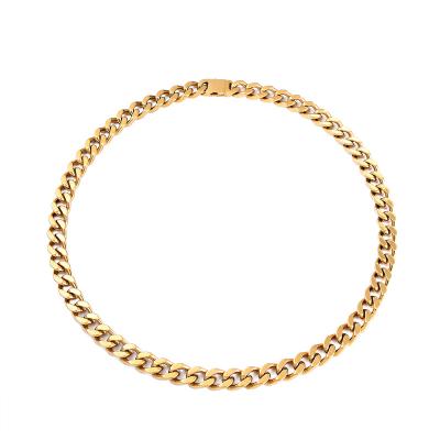 China CLASSIC PVD Miami Chunky Stainless Steel Cuban Link High Quality Gold Plated Box Clasp Hip Hop Chain Necklace For Men for sale