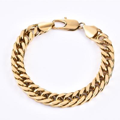 China Hiphop Fashion Jewelry Stainless Steel Gold Plated 8.6inch 6.0mm Miami Cuban Bracelet For Men Hip Hop Jewelry for sale