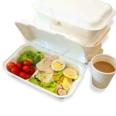 China Biodegradable Bagasse Takeway Fast Food Box Container Restaurant Disposable Food Containers for sale