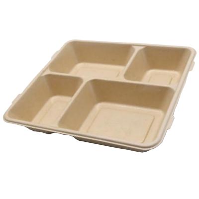 China Minimalist 4 Compartment Food Storage And Container Sustainable Eco Friendly Compostable Tableware for sale