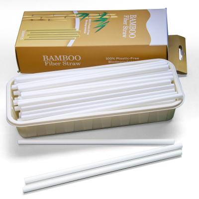 China Bar Accessories Custom Logo Bubble Tea Drinking Straws Eco Friendly Biodegradable Disposable Bamboo Fiber Straw for sale