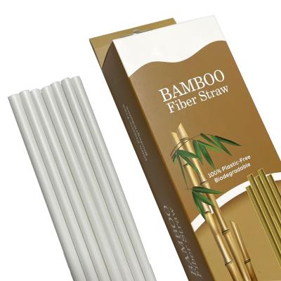 China Bar Accessories Free Sample Custom Logo Natural Plant Bubble Tea Drinking Straw Biodegradable Disposable Bamboo Fiber Straws for sale