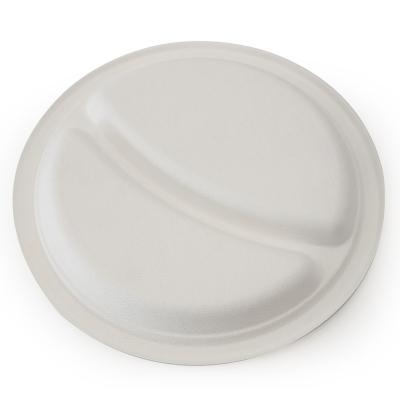 China 9 Inch Biodegradable Compostable Compartment Disposable Dishes Wholesale Disposable Birthday Party Dishes for sale