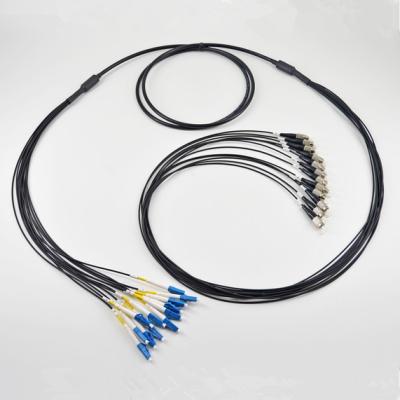 China Outdoor Tactical Armored Fiber Optic Patch Cord 12 Cores LC/UPC To ST/UPC Single Mode 12Fiber for sale