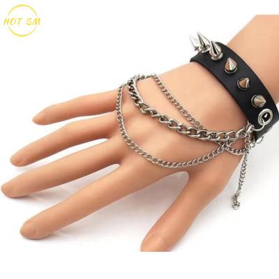 China European and American Leather+Metal Leather+Metal European and American Punk Leather Tassel Bracelet Trend Retro Combination Rivet Fashion Pendant Style for sale