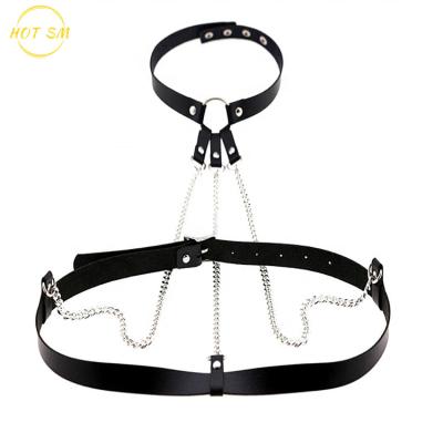 China Adjustable Chest Harness Punk Body Harness Hologram Body Neck ALLOY Women's Halter Bra Belt For EDM Music Festival Club for sale