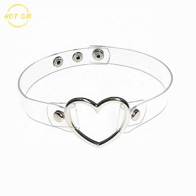 China Cosplay or Role Playing PU Leather Choker Heart Jewelry Fashion Necklace Metal PU Transparent Color for sale