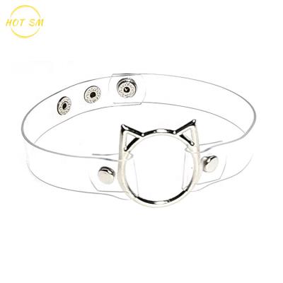 China PU Transparent Leather Collar Metal Collar Scarves Decoration Sexy Pu Kitty Scarf for sale