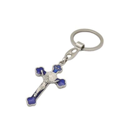 China Christian Jesus St catholic religious. Benedict Faith Enamel Color Metal Cross Zinc Alloy Keychain Jewelry Pendant for sale