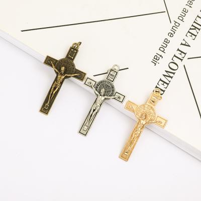 China Cross Pendant Of Christ Jesus Saint Benedict Religious Necklace Vintage Key Chain Zinc Alloy Religious Catholic Pendants Jewelry Accessories for sale