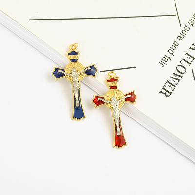 China Christian Jesus St catholic religious. Benedict Necklace Keychain Jewelry Accessories Zinc Alloy Color Cross Pendant for sale