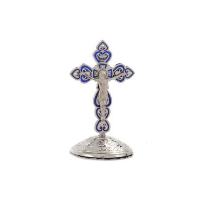 China Stain Europe Factory Catholic Christ Jesus Micro-Inlaid Painted Cross Church Office Desk Crafts Metal Ornaments for sale