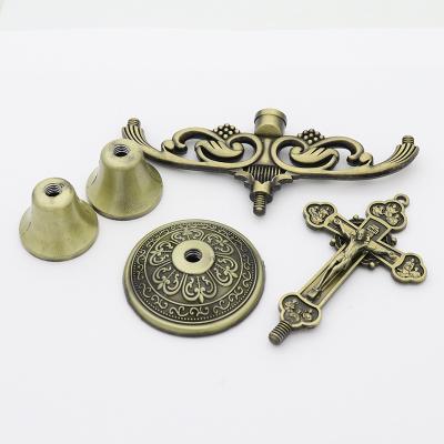 China Religious activities factory direct sales of the Catholic holy relics of Christ Jesus a variety of antique zinc alloy cross double head candle holder for sale