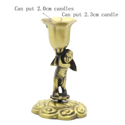 China Weddings Hot Selling Catholic Christ Border Jesus Family Church Wedding Zinc Alloy Holy Small Angel Antique Candle Holder Artifact for sale