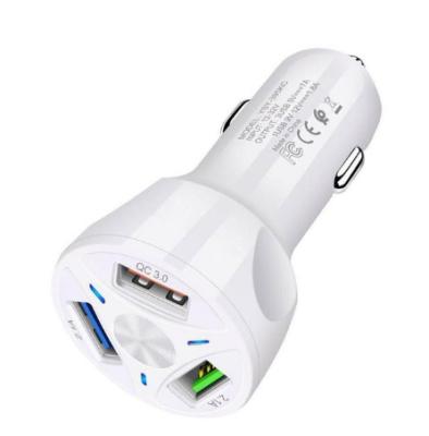 China Voltage Monitoring 3 Ports USB Car Charger Fast Charging 3.0 Car Cigarette Lighter For iPhone Samsung Huawei Xiaomi Car Charger for sale