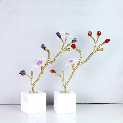 China Modern Light Luxury Natural Handmade Sticky Flower Branch Amethyst Flower Desk Decorations for sale