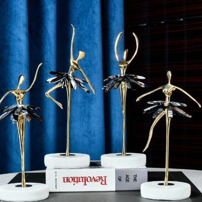 China Luxury Home Office Pure Copper Crystal Decoration Southeast Asian Light Living Room Decoration Jewelry Ballet Dance Girl for sale