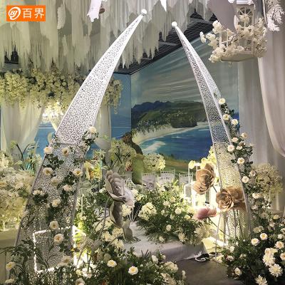 China New Iron Art Wrought Iron Wedding Arch Wedding Stage Layout Props Ornamental Flower Gate for sale