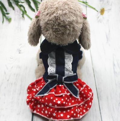 China Viable Hot Selling Party Birthday Ruffle Dress Cowboy Pet Dog Jean Dress for sale