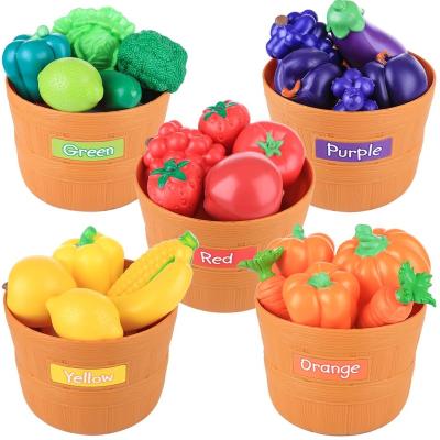 China Plastic Multiple Colorful Rubber Kitchen Vegetable Toy Set Fruit Pretend Play Fruit and Vegetable Toy Set for sale