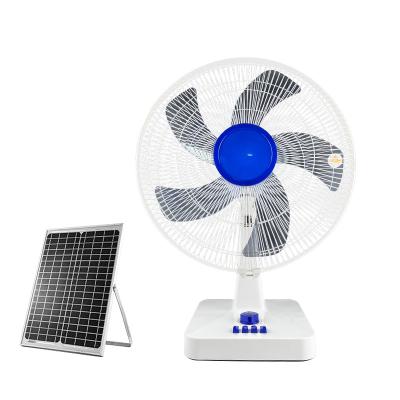 China High Quality 5 Blade Tabletop Electric Fan 12V High Wind Solar Powered Outdoor Battery Powered Fan Solar Charging Desktop Fan for sale