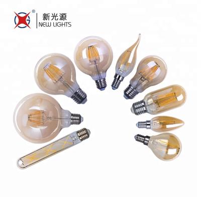 China Amber Wholesale 4W 6W 8W Led Edison Bulb Dimmable A19 A60 G80 ST64 Vintage Glass LED Filament Bulb E27 E26 For Home Decoration for sale