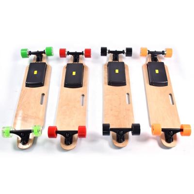 China Good Quality 90MM PU Wheels Cheap Adult Chinese Deck Maple Customized Full Band E Longboard Stock Handle Electric Skateboard for sale