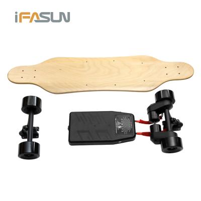 China Dual Motor Diy Logo Electric Skateboard Longboard Custom Kit PP+Aluminum+PU 800W Hub Motor 680W Dual Belt for sale