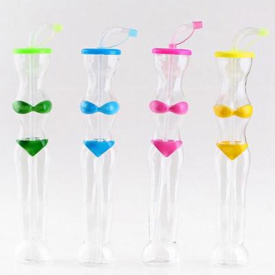 China Swimwear Viable Creative Style Beach Drinks Yard Cold Bottle PET Disposable Plastic Yard Slush Cup With Lid Straw for sale