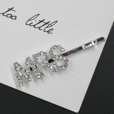 China European and American style fashion metal rhinestone hair clips hair accessories angel girl letter decorative bride hair clip for sale