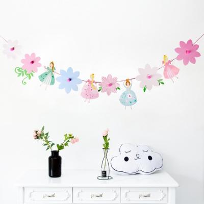 China Eco-Friendly Materials Wholesale First Birthday Decoration Princess Garland Wedding Wall Background Banner Decoration for sale