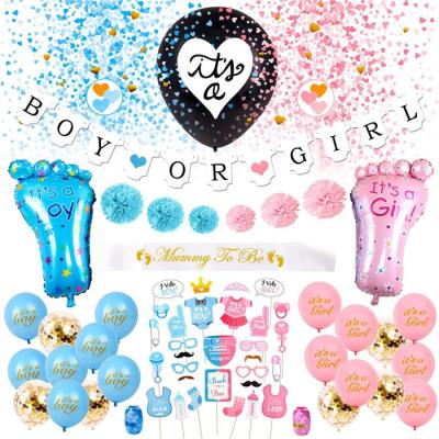 China Eco-friendly Materials Amazon Balloons Hot Selling Sets Boy Or Girl Gender Reveal Banner Party Supplies For Gender Baby Shower for sale