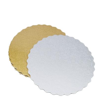 China Cake Tray Packing Factory Wholesale Round Gold Cardboard Foil Board Cake Mat Cakebase Edge Silver OEM Customized Cake Drum Cake Board for sale