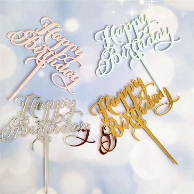 China New Arrival Acrylic Happy Birthday Cake Decoration Toppers Bulk Disposable Eco-Friendly for sale