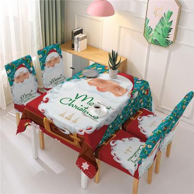 China Customizable pattern Christmas waterproof tablecloth and one-piece waterproof tablecloth chair cover decoration elastic chair cover for sale