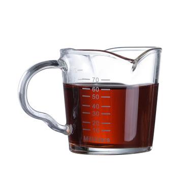 China Custom Hot Sale 70ml Home Kitchen Coffee Pot Clear Borosilicate Glass Measuring Cup Slice Teapot With Handle for sale