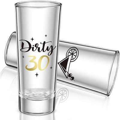 China Viable Party Decorations Custom Funny Shot Glass Thirty Birthday Party Logo 2 Ounce Shot Glasses for sale