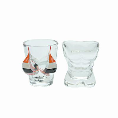 China New China Bar Chest Muscle Shape Glass Shot Glasses Classic/Postmodern Bulk Factory Sublimation The Shot Glass Set Logo for sale