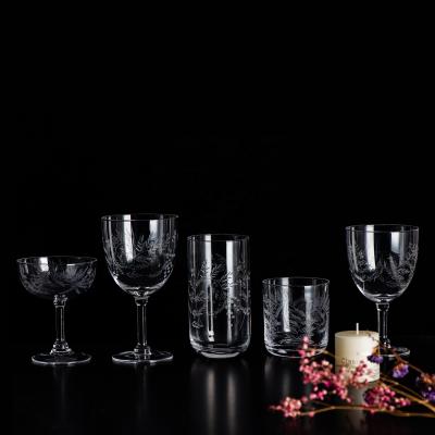 China Laser Engraved Wine Glass Set Customized Logo Etched Etched Branded Wine Glass Laser Etched Wholesale Lead Free Laser Engraved the vintage wine glass set for sale