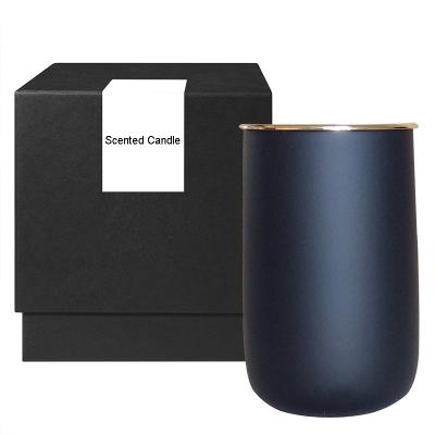 China Home decoration empty black candle jars with lid and metal wooden box for candle making for sale