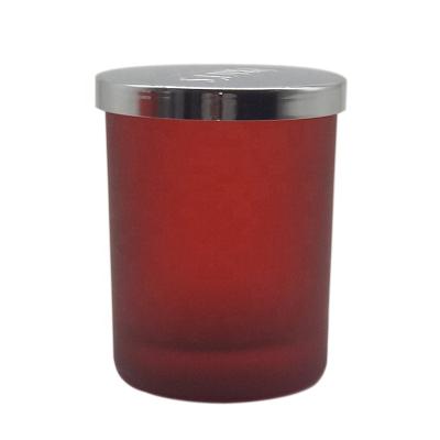 China Soda Lime Glass Custom Printed Frosted Candle Jars With Metal Lids For Candle Making for sale