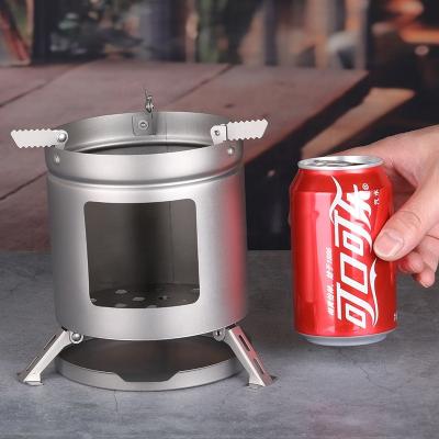 China Lightweight Stainless Steel Mini Portable BBQ Outdoor Camping Hiking Fire Wood Burning Stove for sale