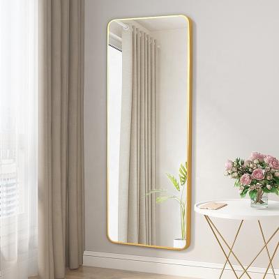 China Popular Modern Minimalist Wall Dressing Rectangular Rounded Corner Mirror With Frame For Home Bathroom for sale