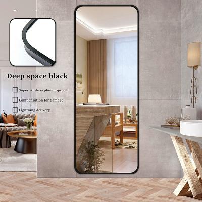 China Large Wall Mounted Rectangular Rounded Corner Leaner Large Wall Cladding Minimalist Mirror With Frame For Home for sale