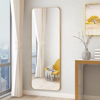 China Minimalist Size Can Be Customized Wall Mounted Rectangular Rounded Corner Wall Dressing Mirror With Frame For Home for sale