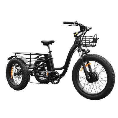 China Aluminum Alloy Low Price 48V 500W Front Hub Motor Electric Bike 3 Fat Wheel Electric Tricycle For Charging for sale