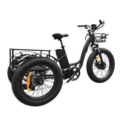 China Aluminum Alloy 24 Inch New Electric Tricycle 750W High Speed ​​Electric Tricycle Three Wheel Cheap Electric Bikes With Pedals for sale