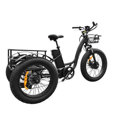 China Front Aluminum Alloy Motor 3 Wheels Electric Bicycle Cheap Fat Tire Chinese Cargo Electric Tricycle 48V 750W For Food Delivery for sale